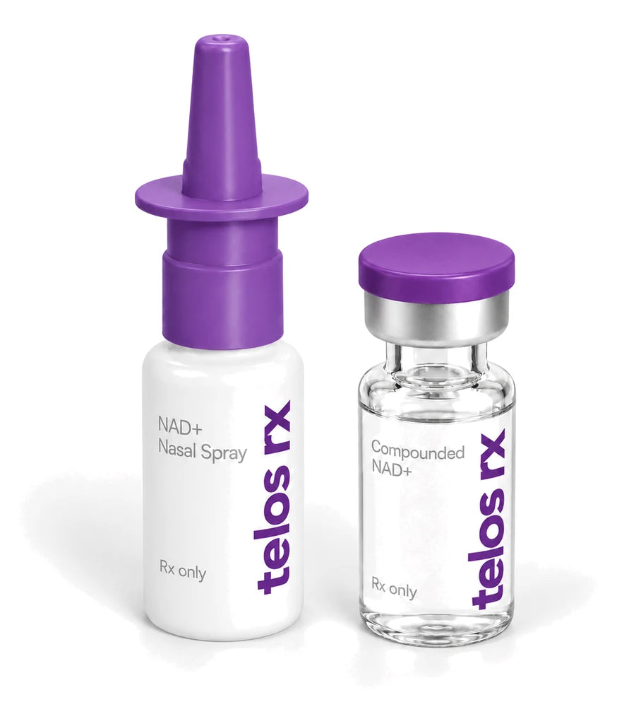 telos rx NAD+ injection vial and nasal spray