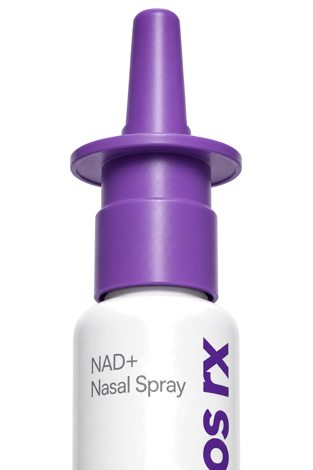 Close-up of the Telos Rx NAD+ nasal spray bottle and applicator
