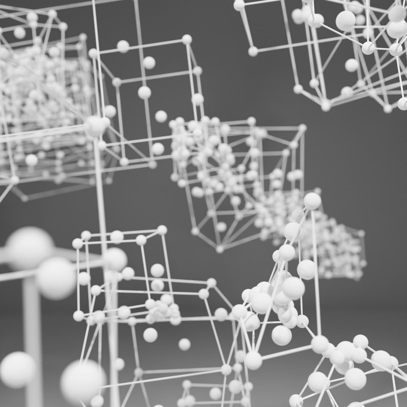 Abstract 3D molecular lattice structure representing peptide compound research