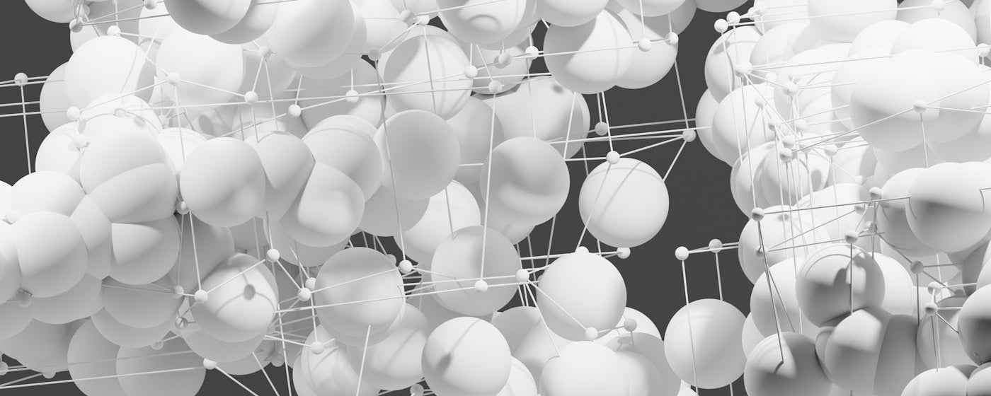 3D molecular sphere lattice render representing peptide research science