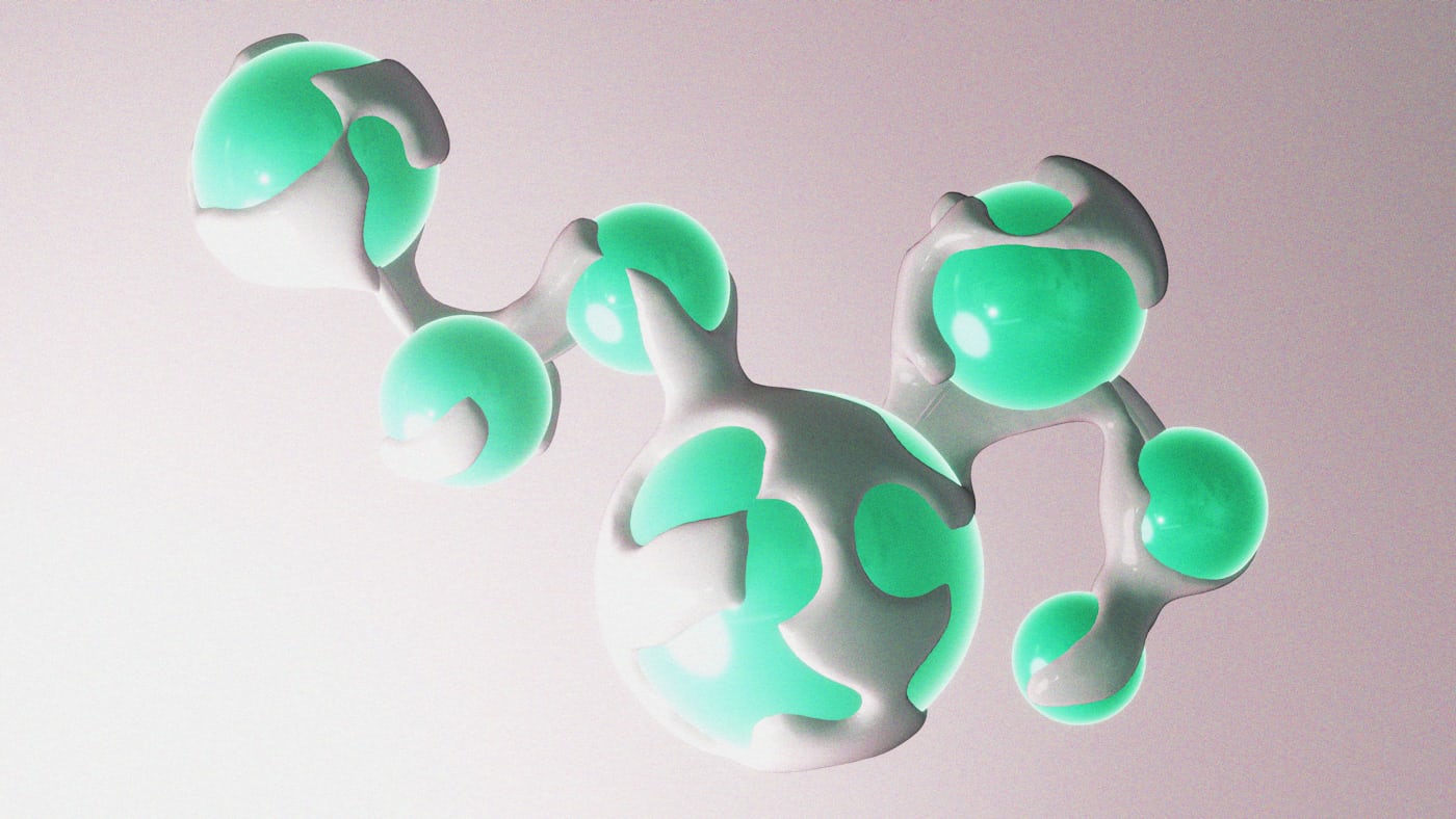 Abstract 3D molecular structure render representing GHRP-6 peptide research