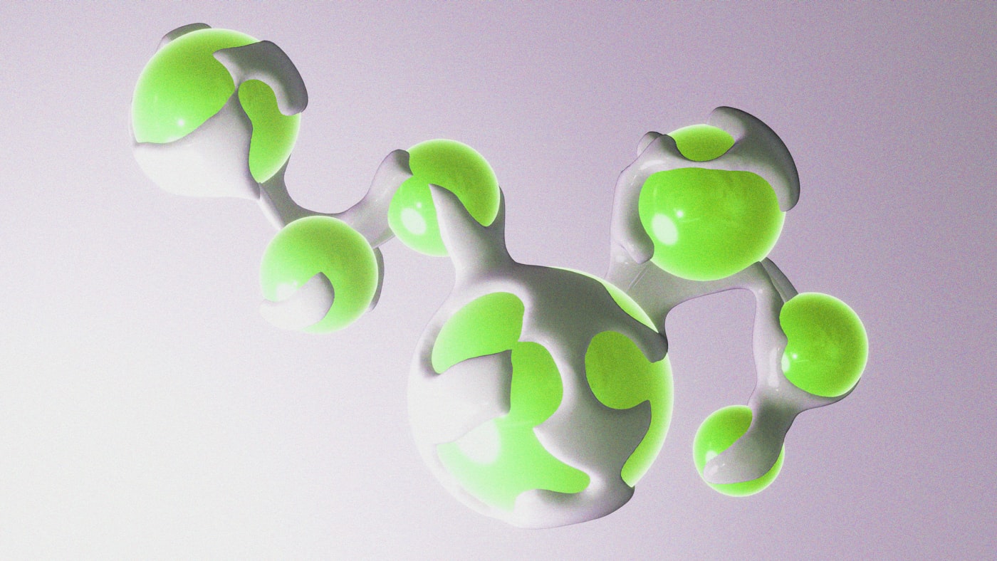 Abstract 3D molecular structure render representing GLP-1 receptor activity and brain health research