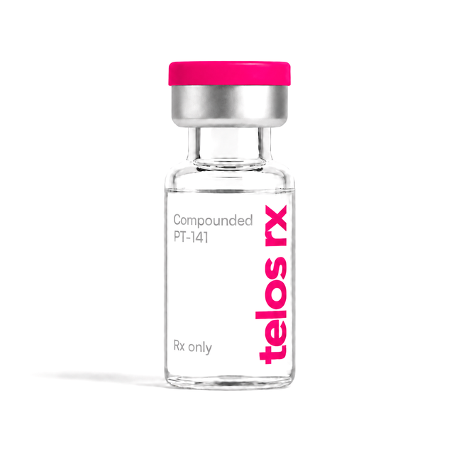 Telos Rx compounded PT-141 vial, prescription peptide for sexual health