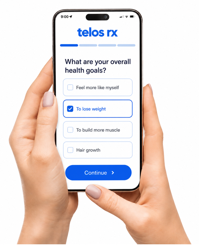 The telos rx online visit open on a phone