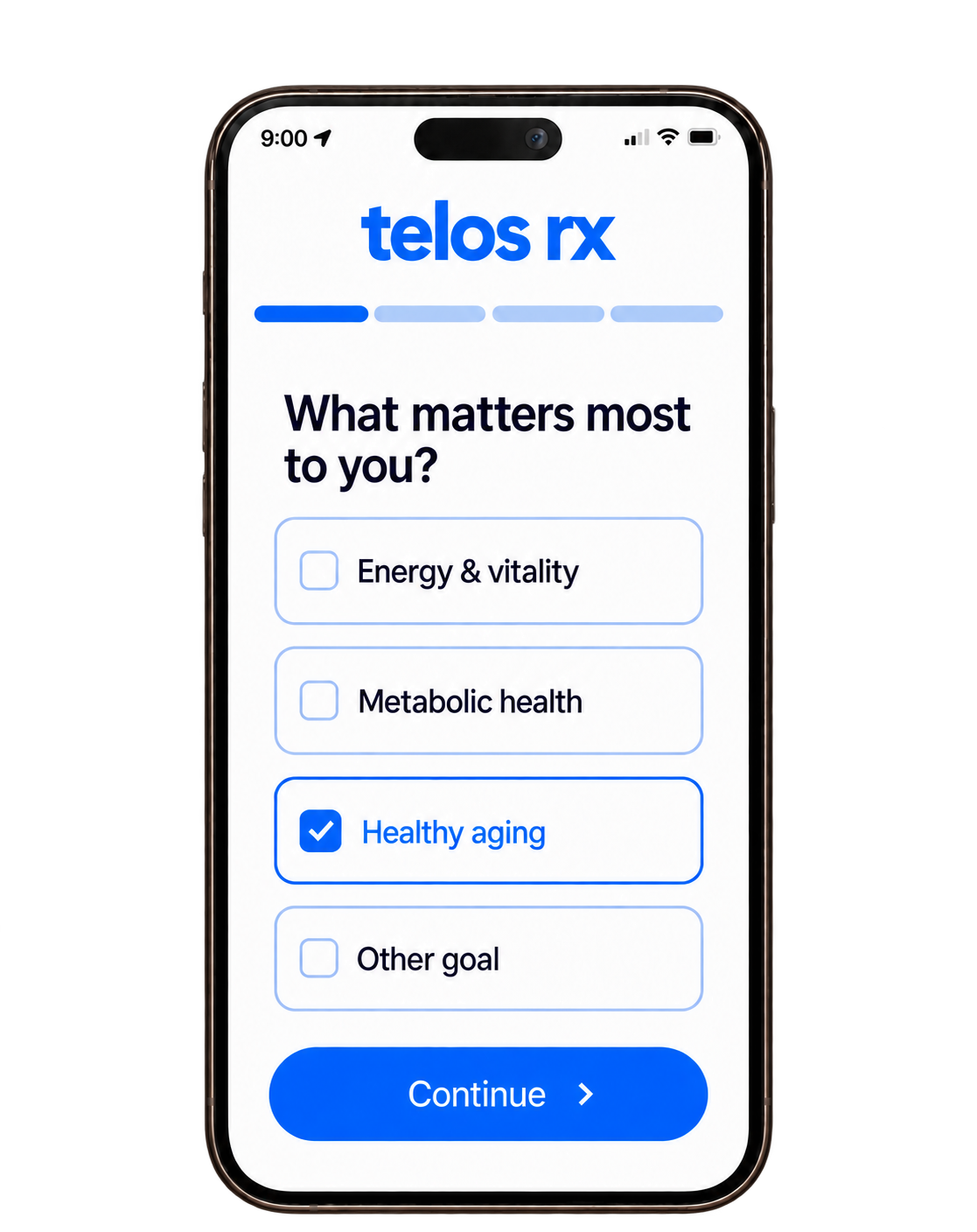 Illustration of Telos RX online intake on a phone