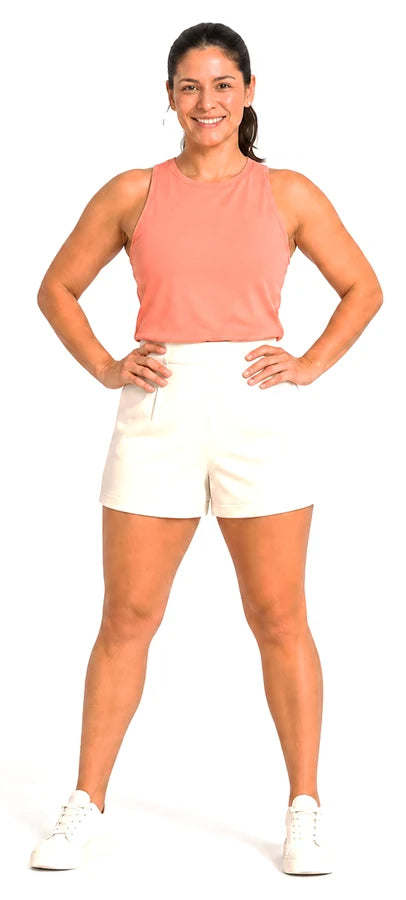 Active woman standing confidently