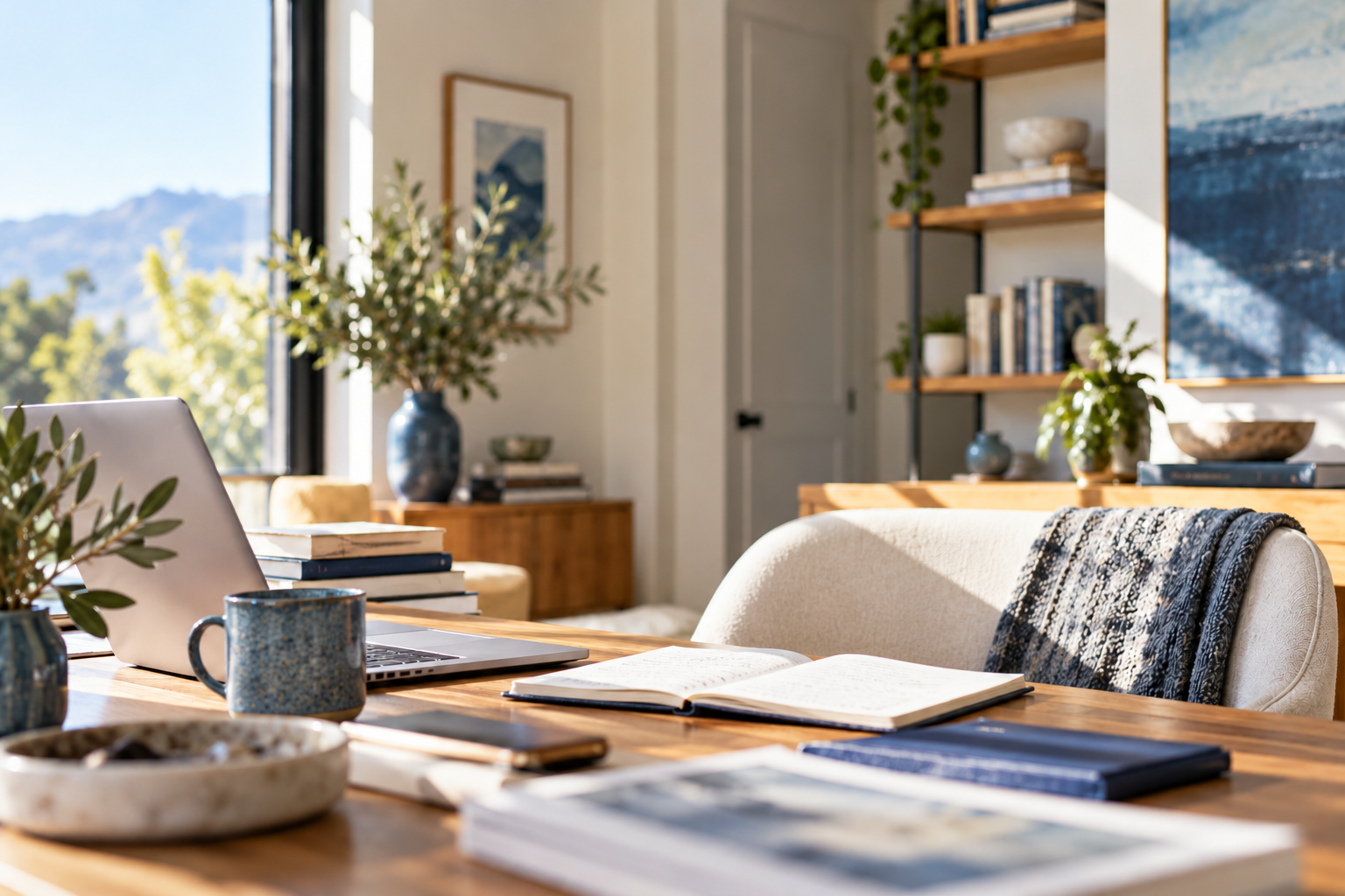Sunlit home workspace