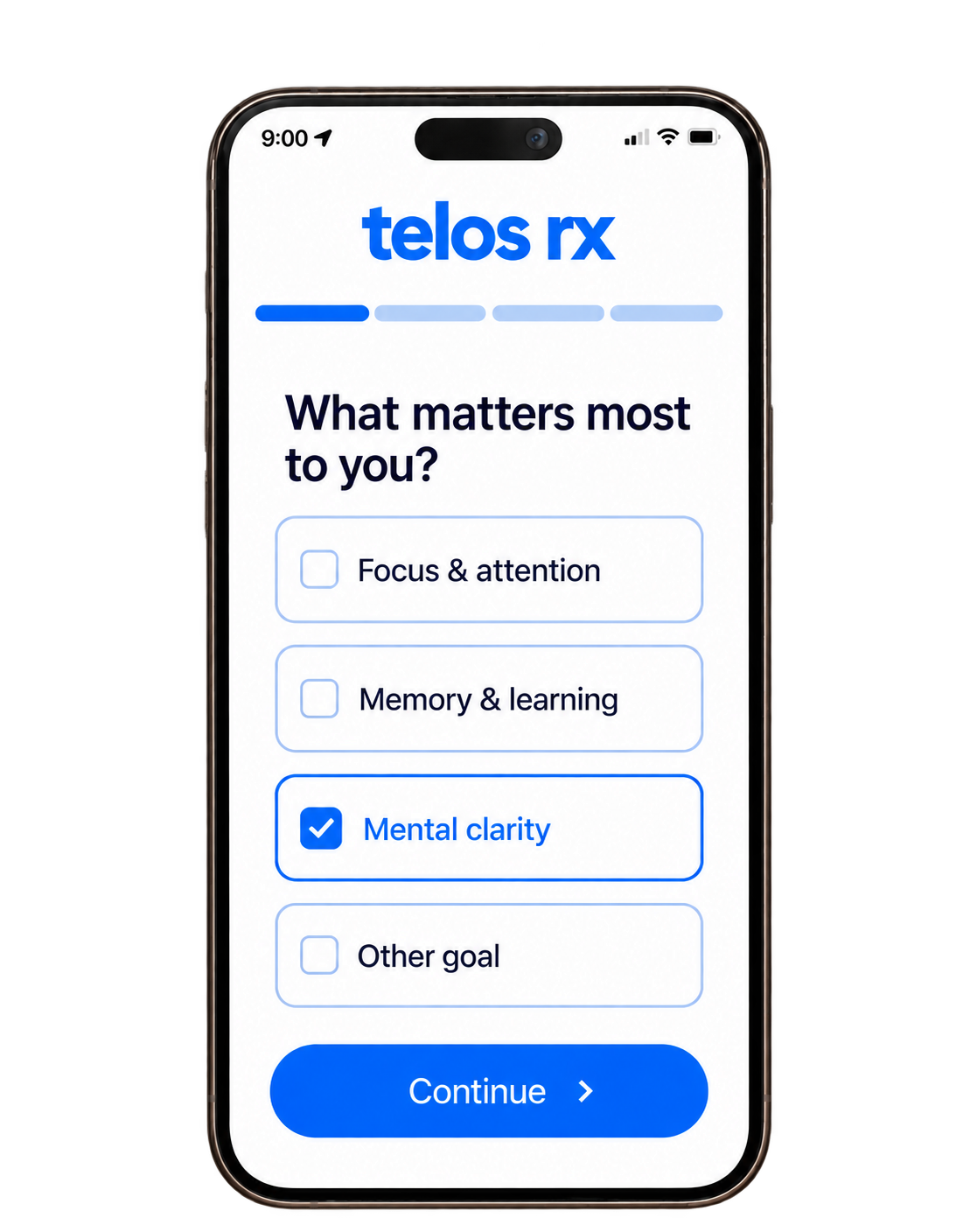Illustration of Telos RX online intake on a phone
